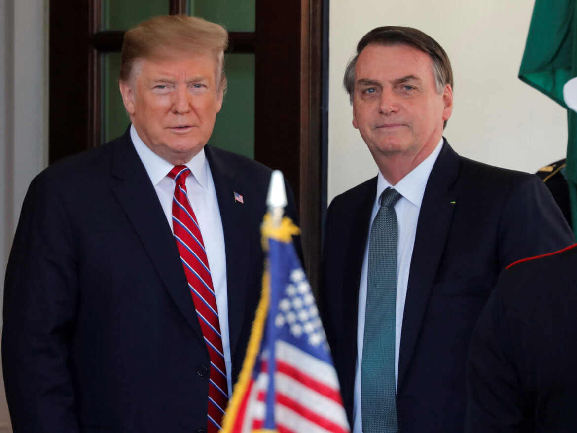 U.S. President Trump welcomes Brazilian President Bolsonaro at the White House in Washington